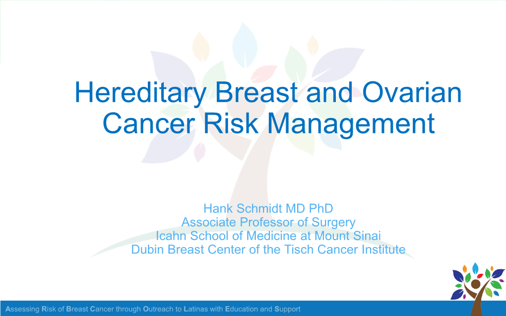 Hereditary Breast and Ovarian Cancer Risk Management