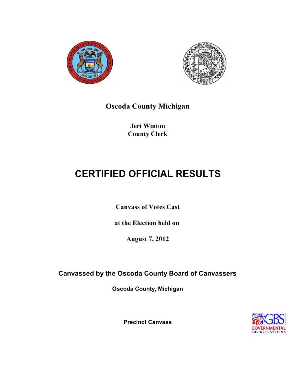 2012 August Certified Official Results