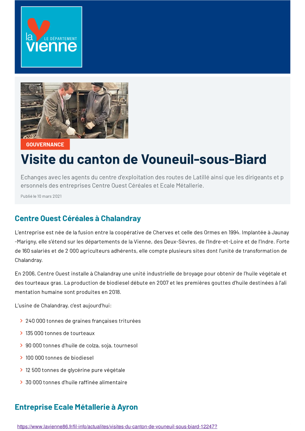 Visite Du Canton De Vouneuil-Sous-Biard