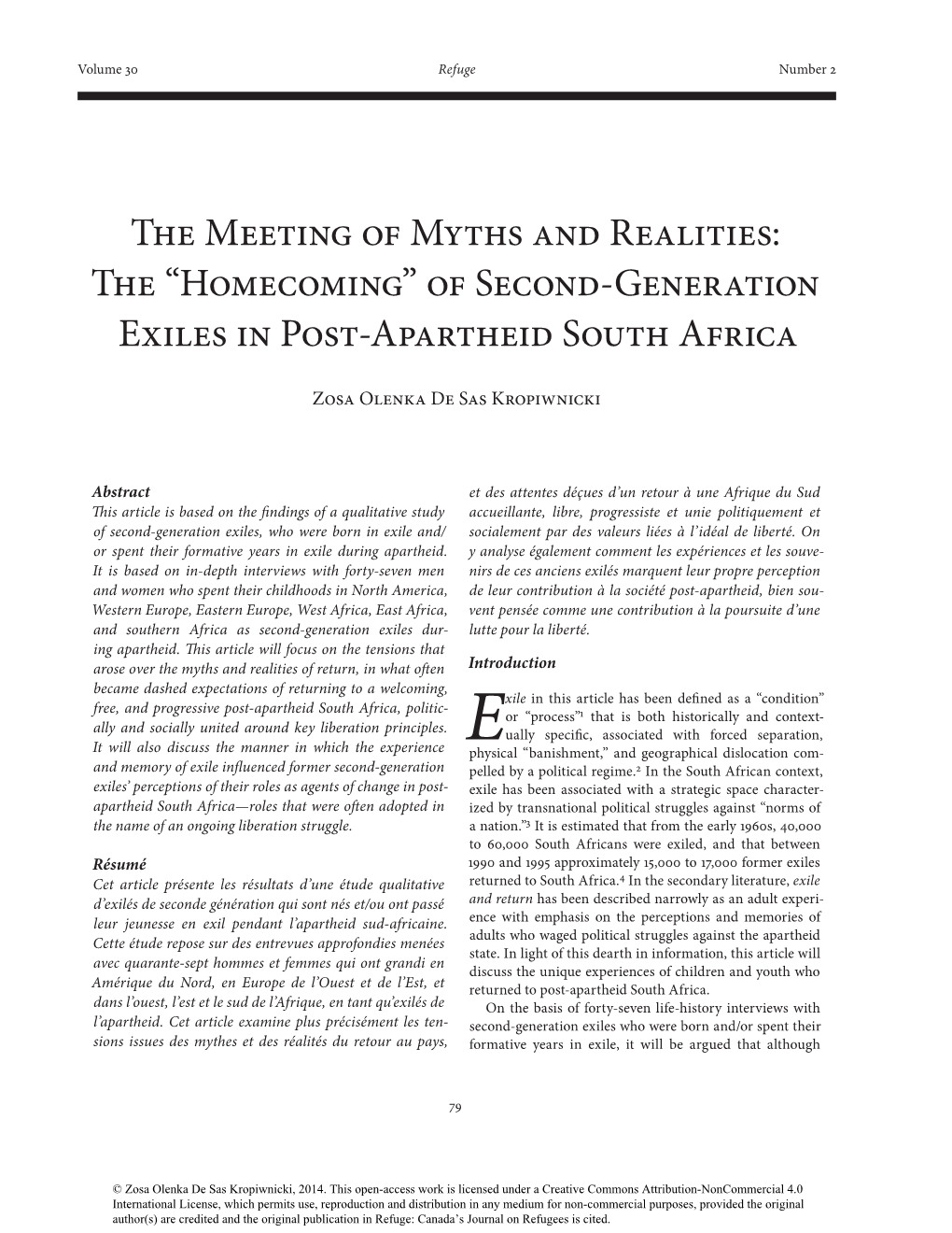 The Meeting of Myths and Realities: the “Homecoming” of Second-Generation Exiles in Post-Apartheid South Africa