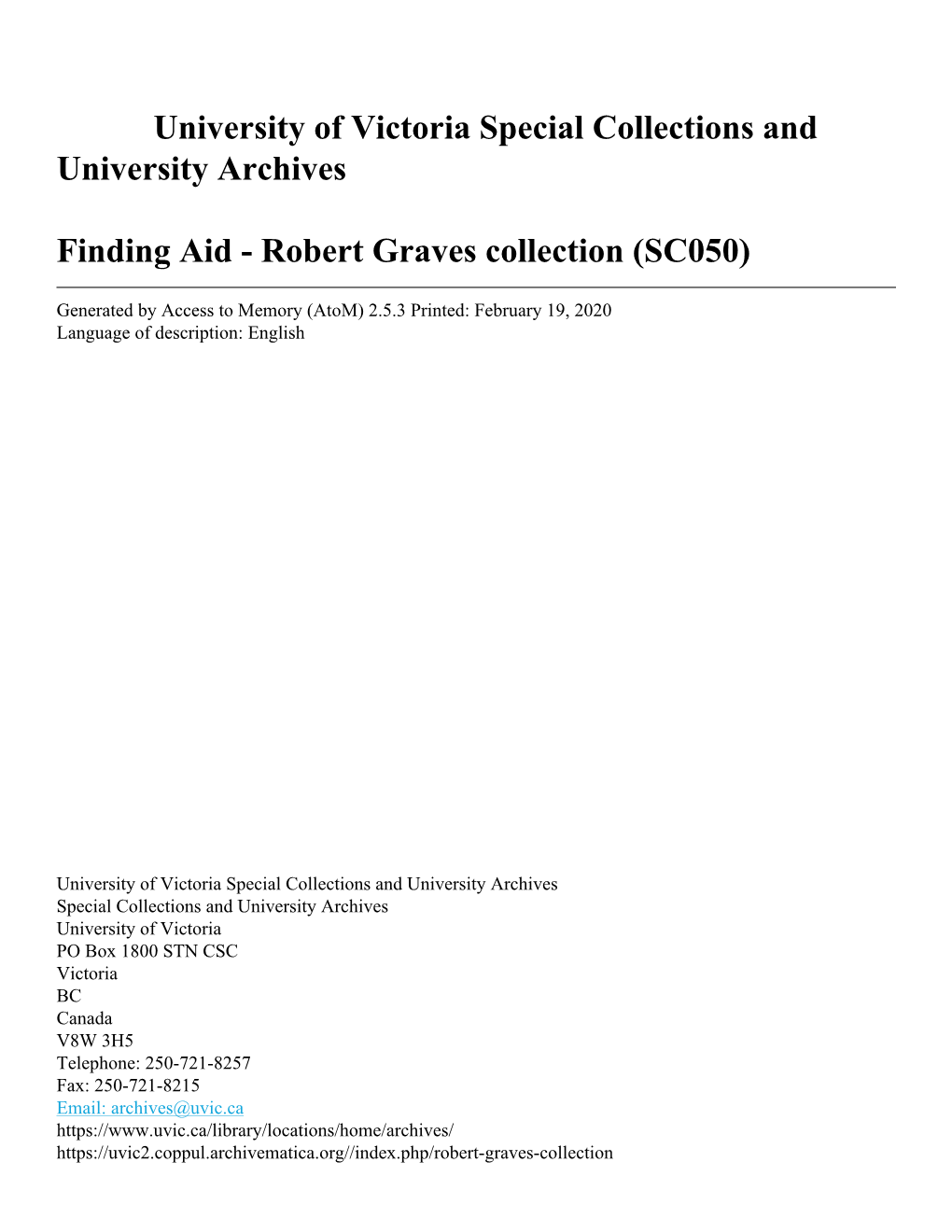 Robert Graves Collection (SC050)