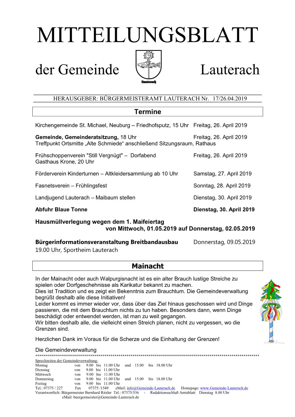 MITTEILUNGSBLATT Der Gemeinde Lauterach