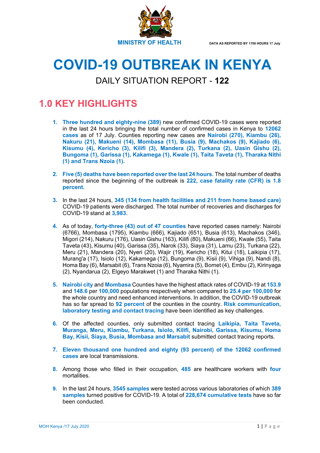 Covid-19 Outbreak in Kenya