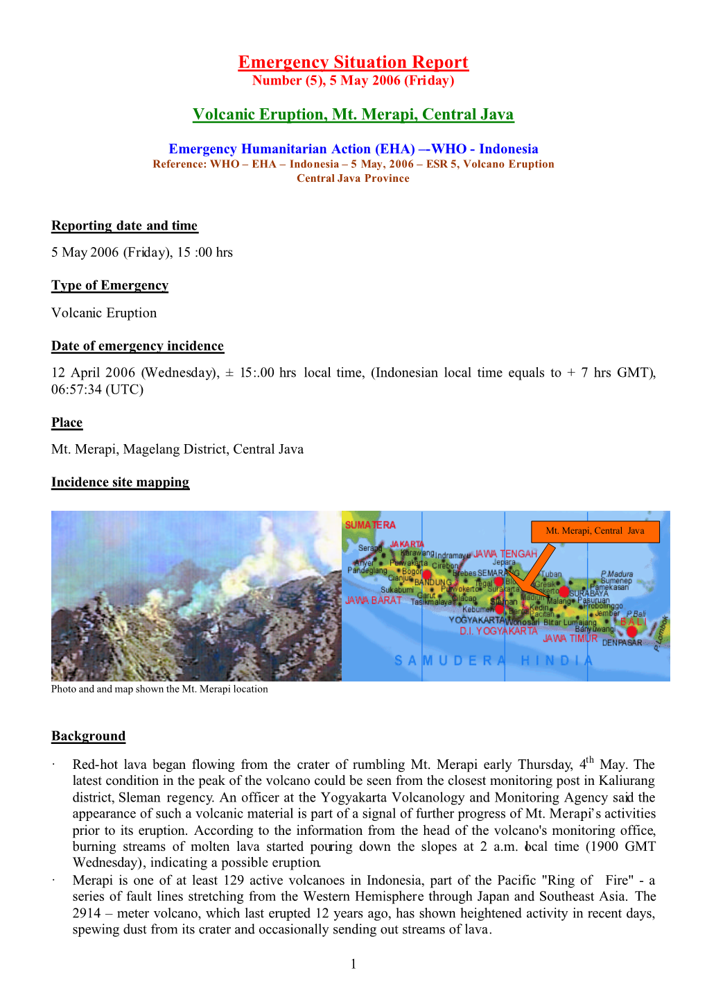 Mt. Merapi Volcanic Eruption Central Java 5 050506