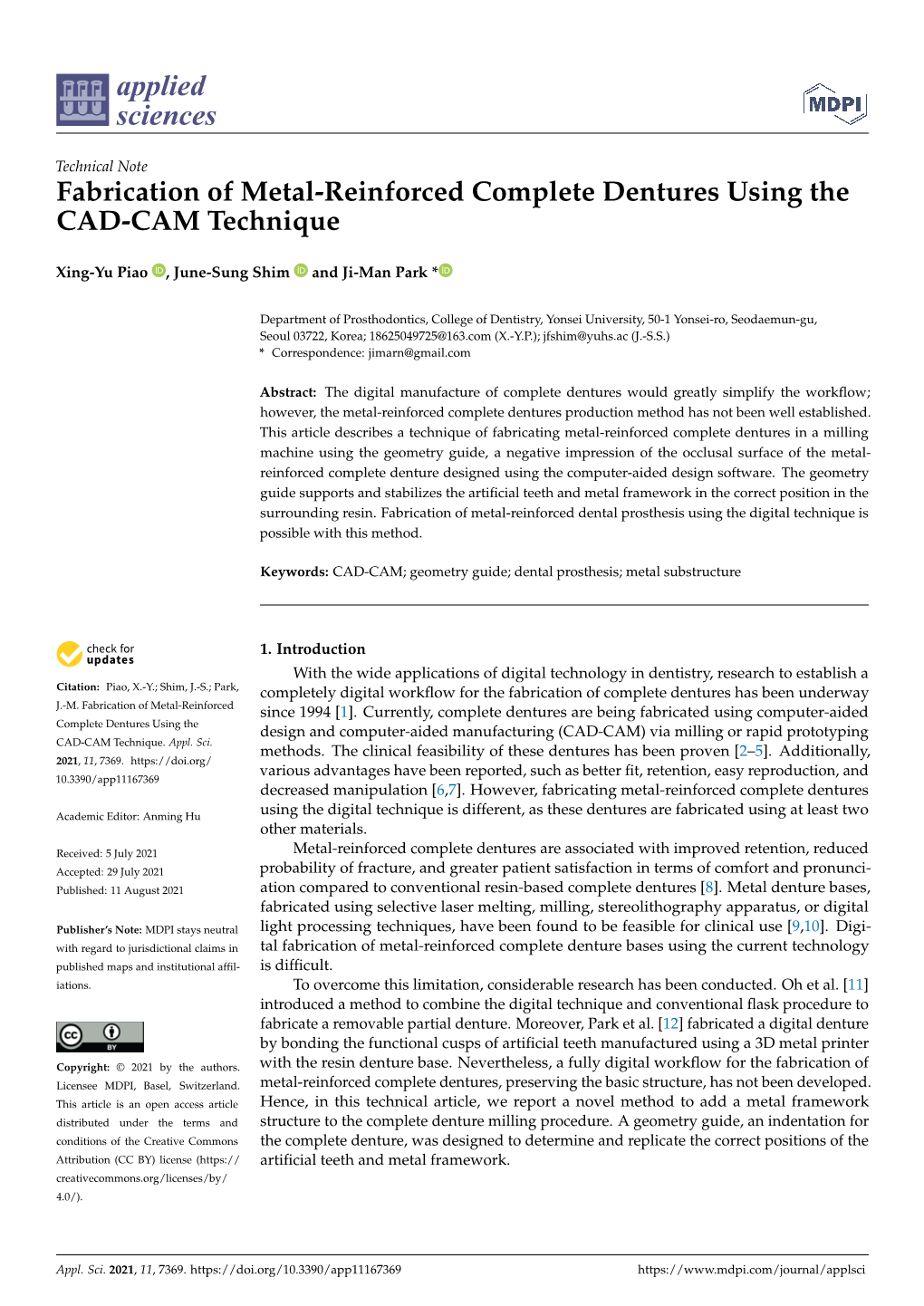 Fabrication of Metal-Reinforced Complete Dentures Using the CAD-CAM Technique