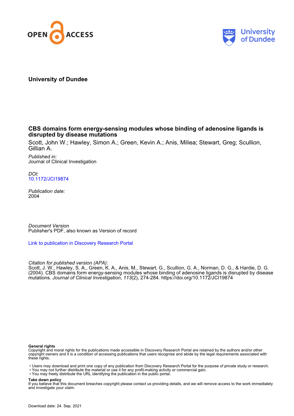 University of Dundee CBS Domains Form Energy-Sensing Modules