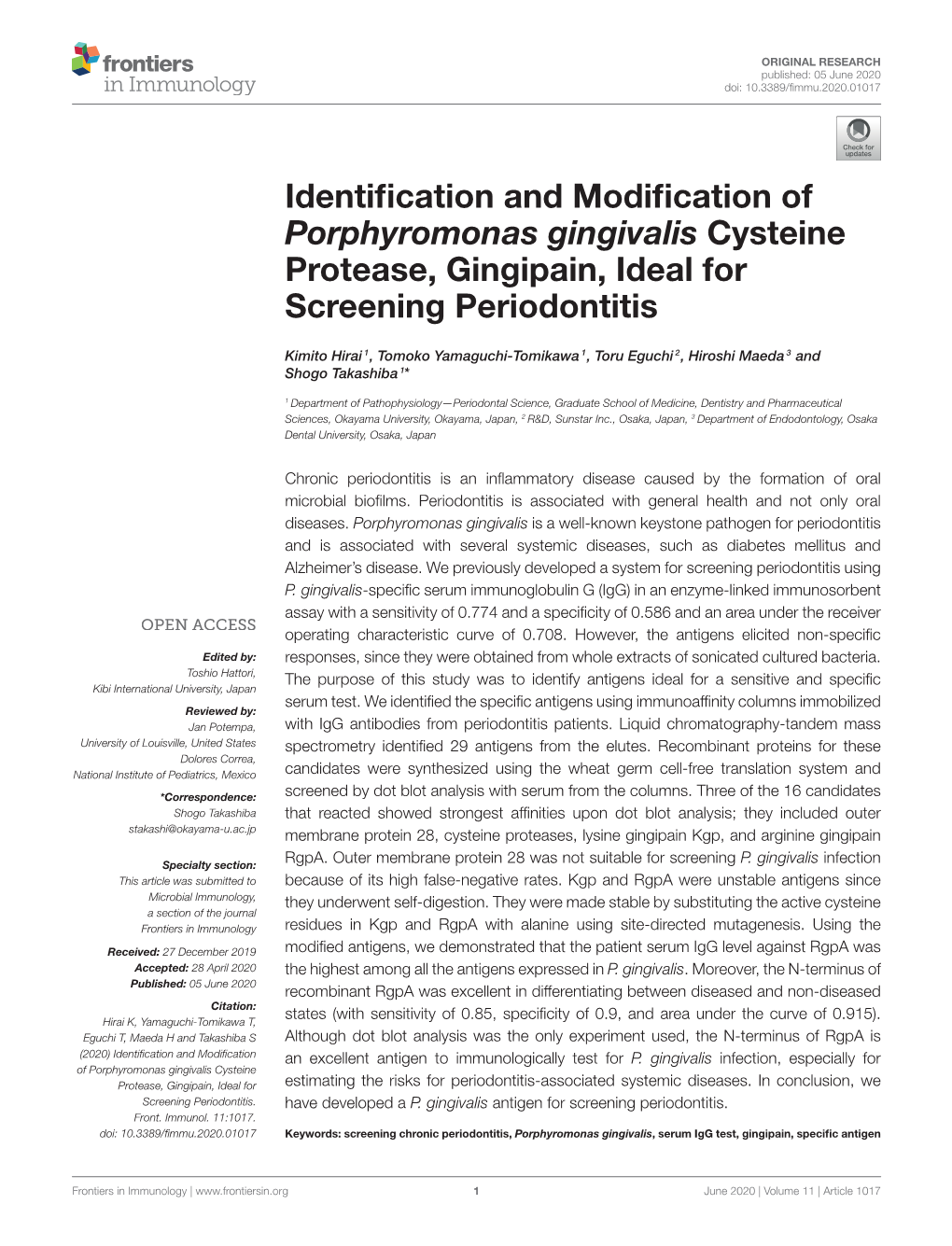 Identification and Modification of Porphyromonas Gingivalis Cysteine