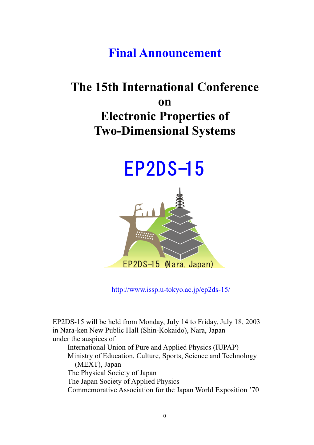 EP2DS-15 Final Announcement in PDF Format