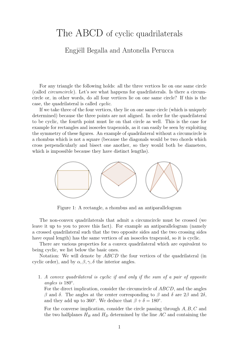 The ABCD of Cyclic Quadrilaterals