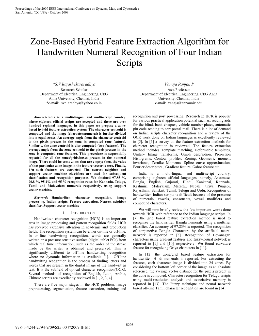 Zone Based Hybrid Feature Extraction Algorithm for Handwritten Numeral