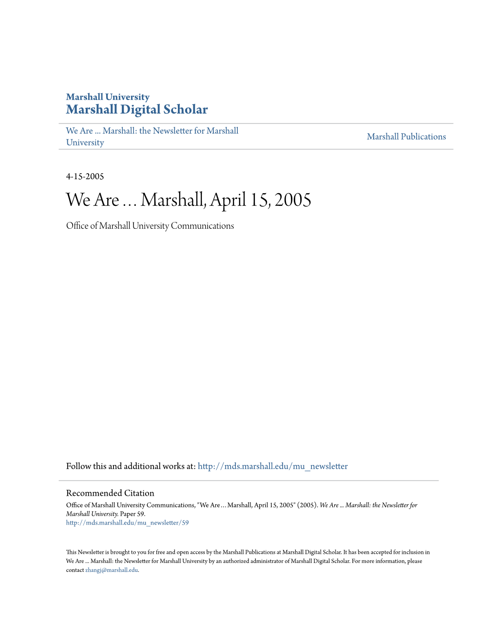 We Areâ•¦Marshall, April 15, 2005