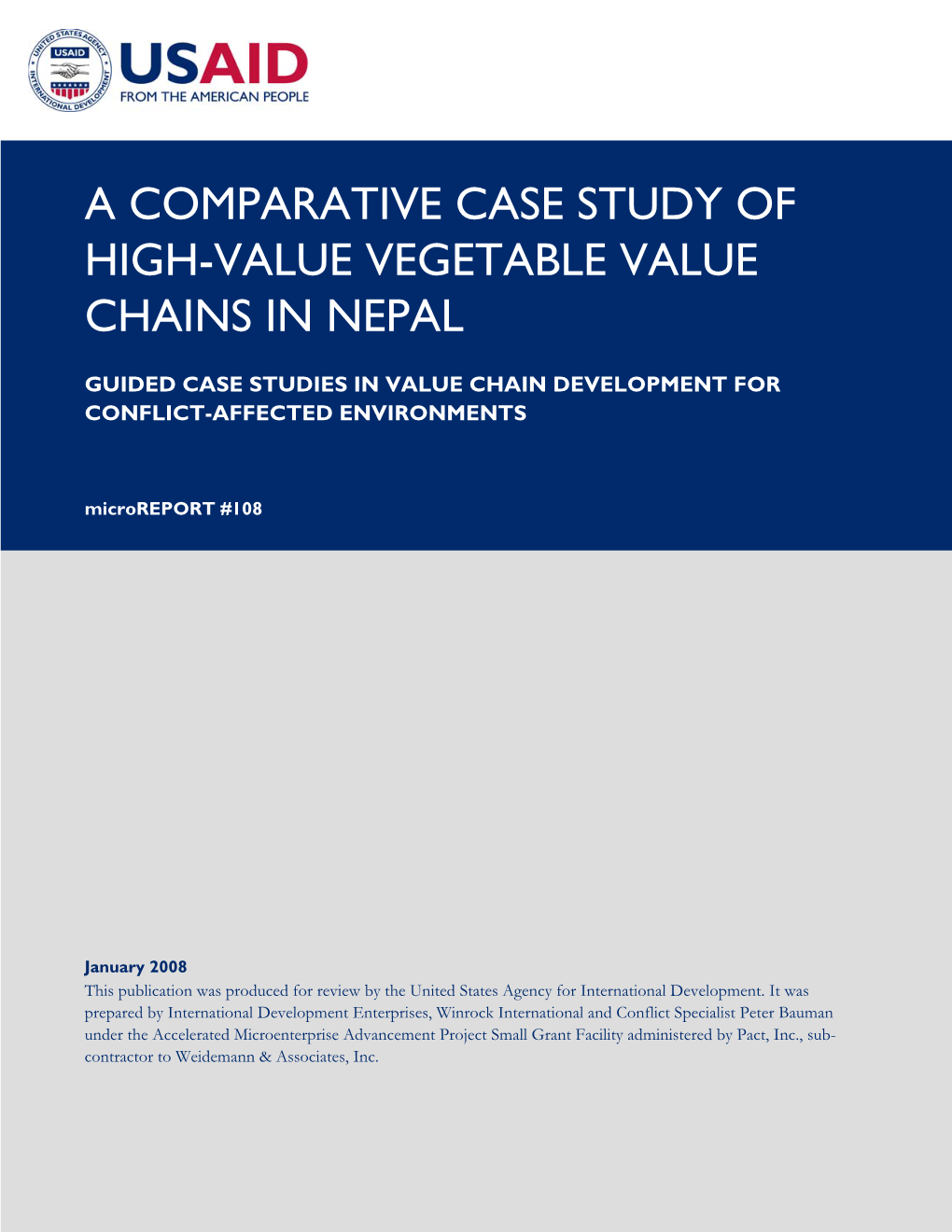 A Comparative Case Study of High-Value Vegetable Value Chains in Nepal