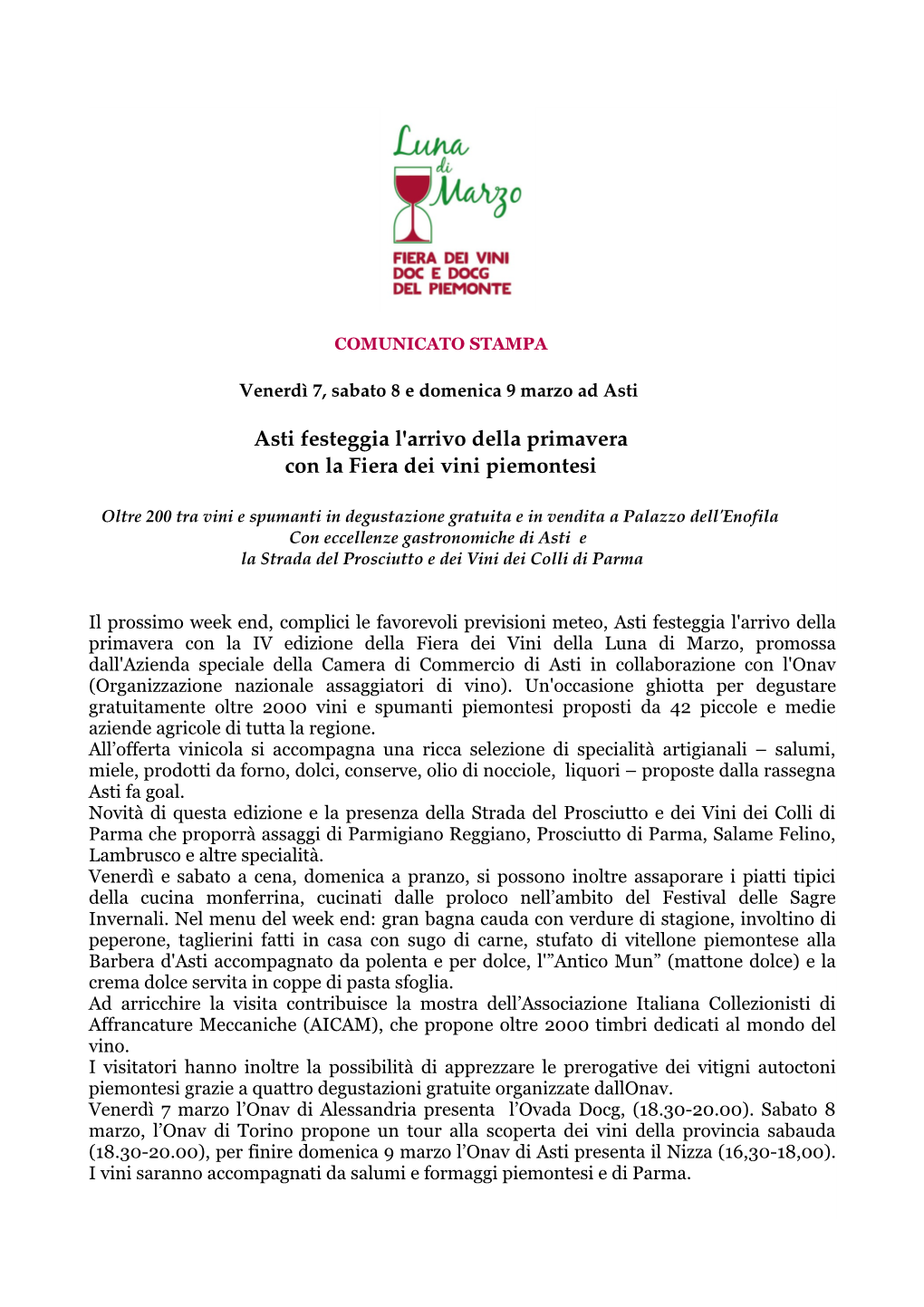 Asti Festeggia L'arrivo Della Primavera Con La Fiera Dei Vini Piemontesi