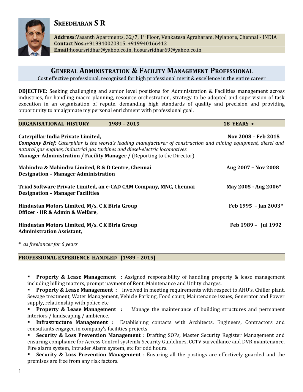 General Administration & Facility Management Professional