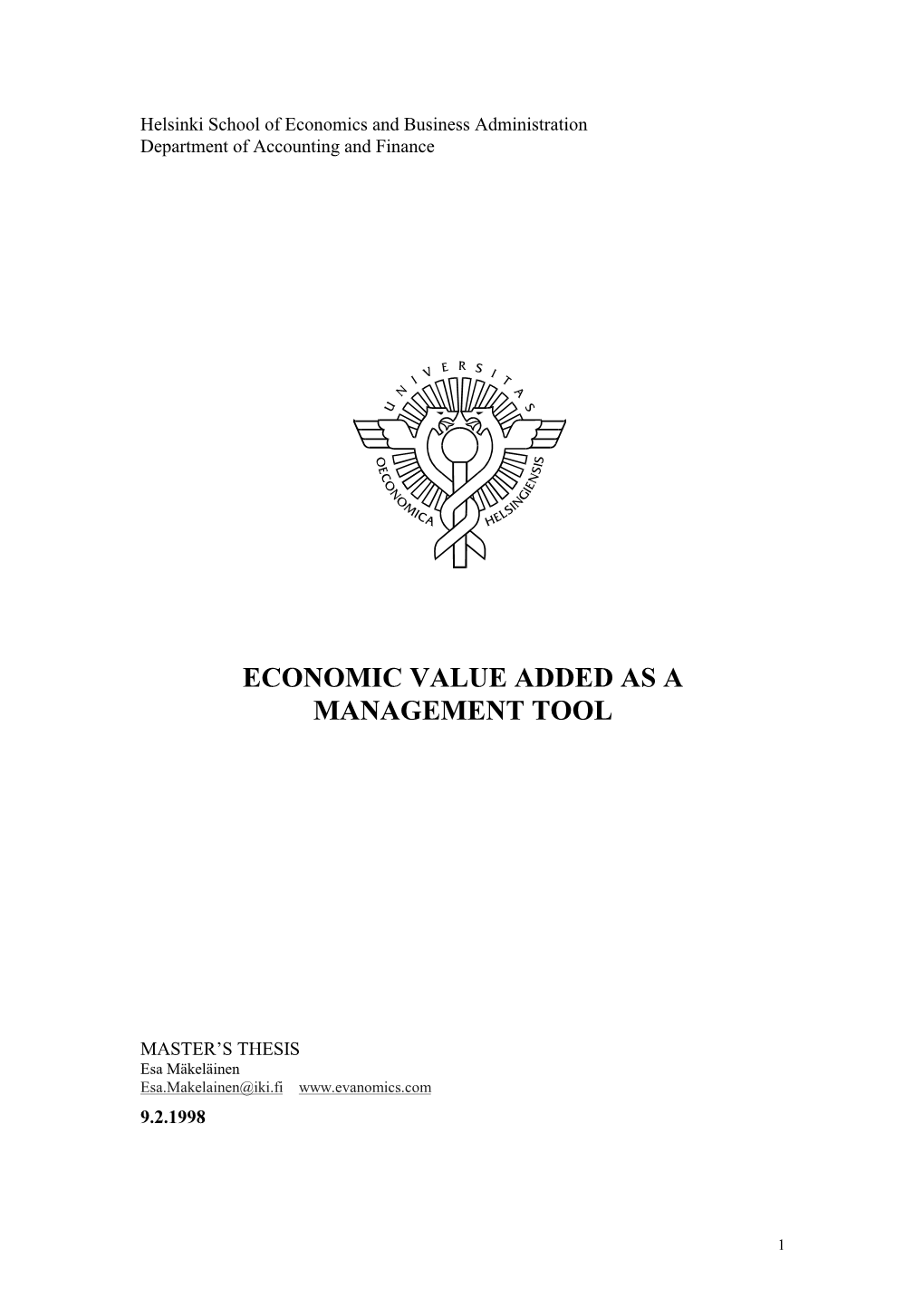 Economic Value Added As a Management Tool