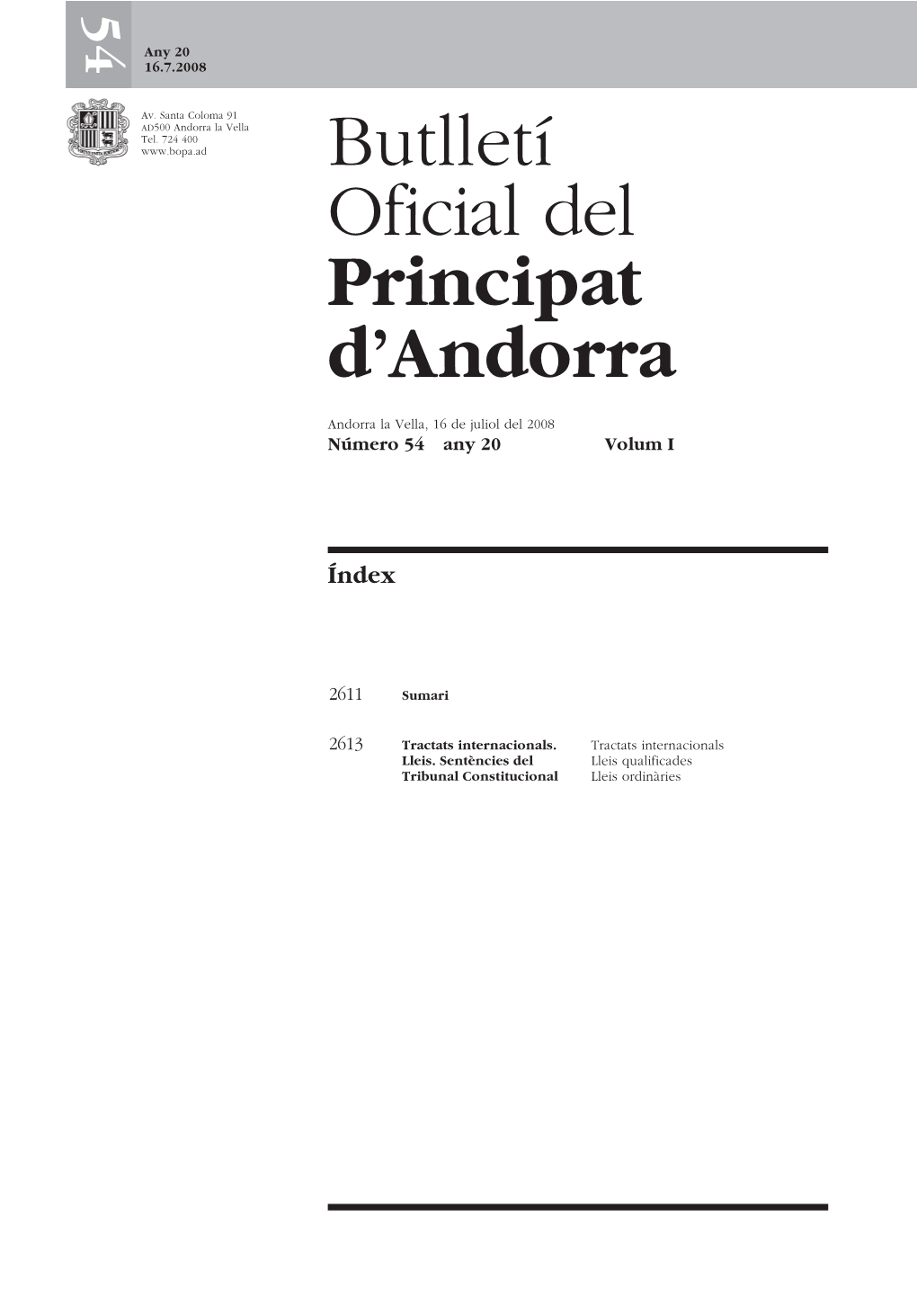 Butlletí Oficial Del Principat D'andorra