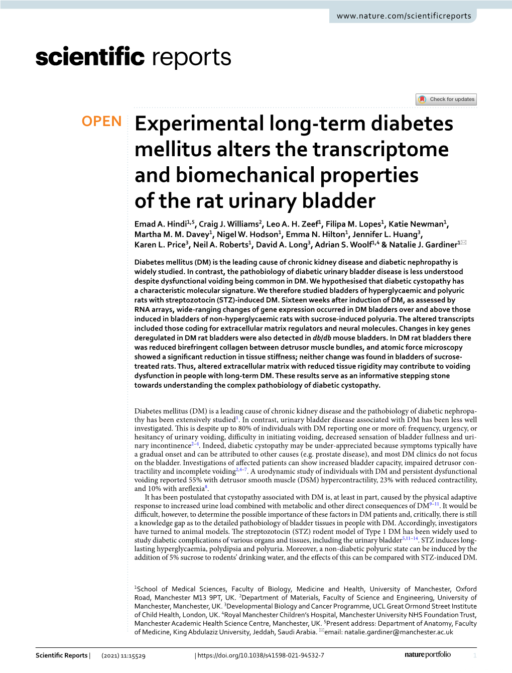 Experimental Long-Term Diabetes Mellitus Alters the Transcriptome and Biomechanical Properties of the Rat Urinary Bladder