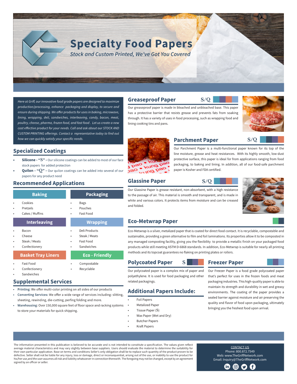 Specialty Food Papers Stock and Custom Printed, We've Got You Covered