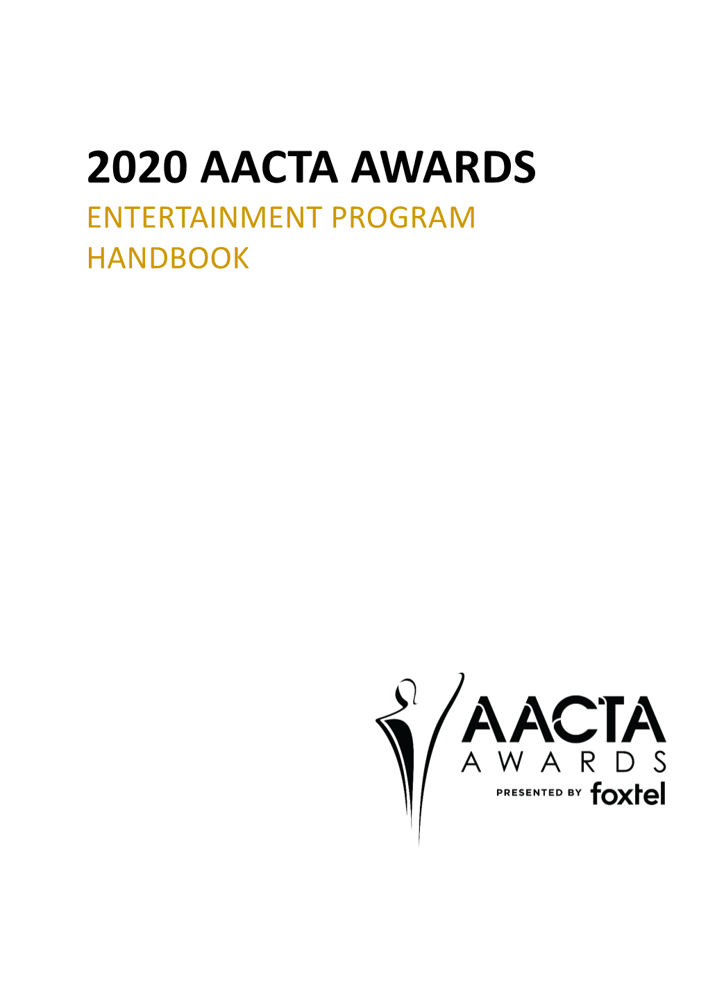 2020 Aacta Awards Entertainment Program Handbook