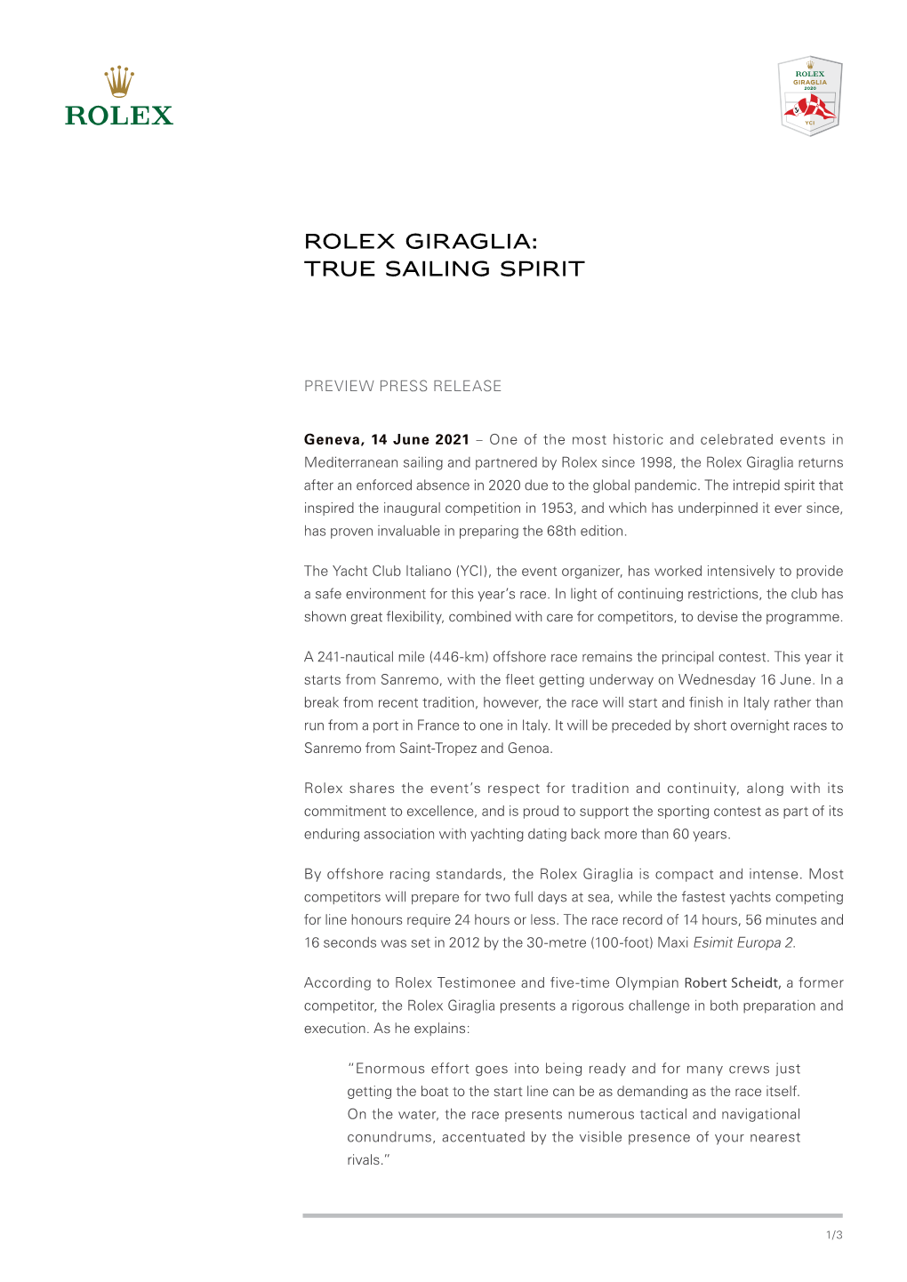 Rolex Giraglia: True Sailing Spirit
