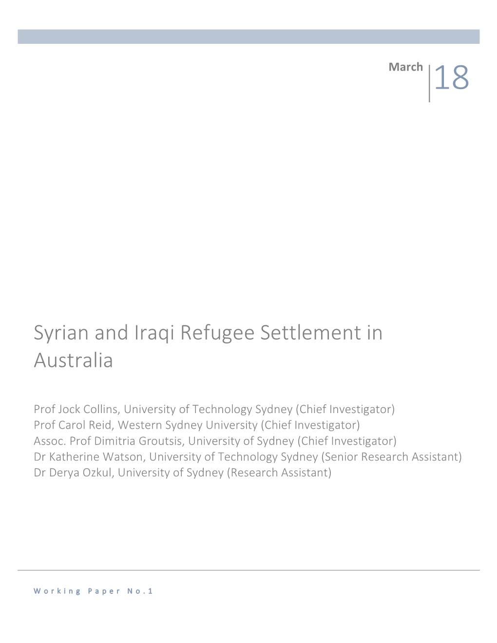 Syrian and Iraqi Refugee Settlement in Australia