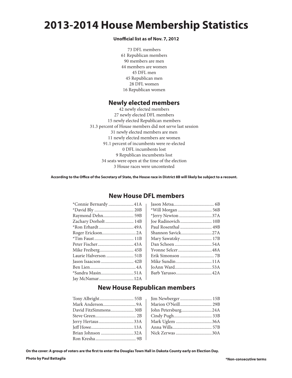 2013-2014 House Membership Statistics