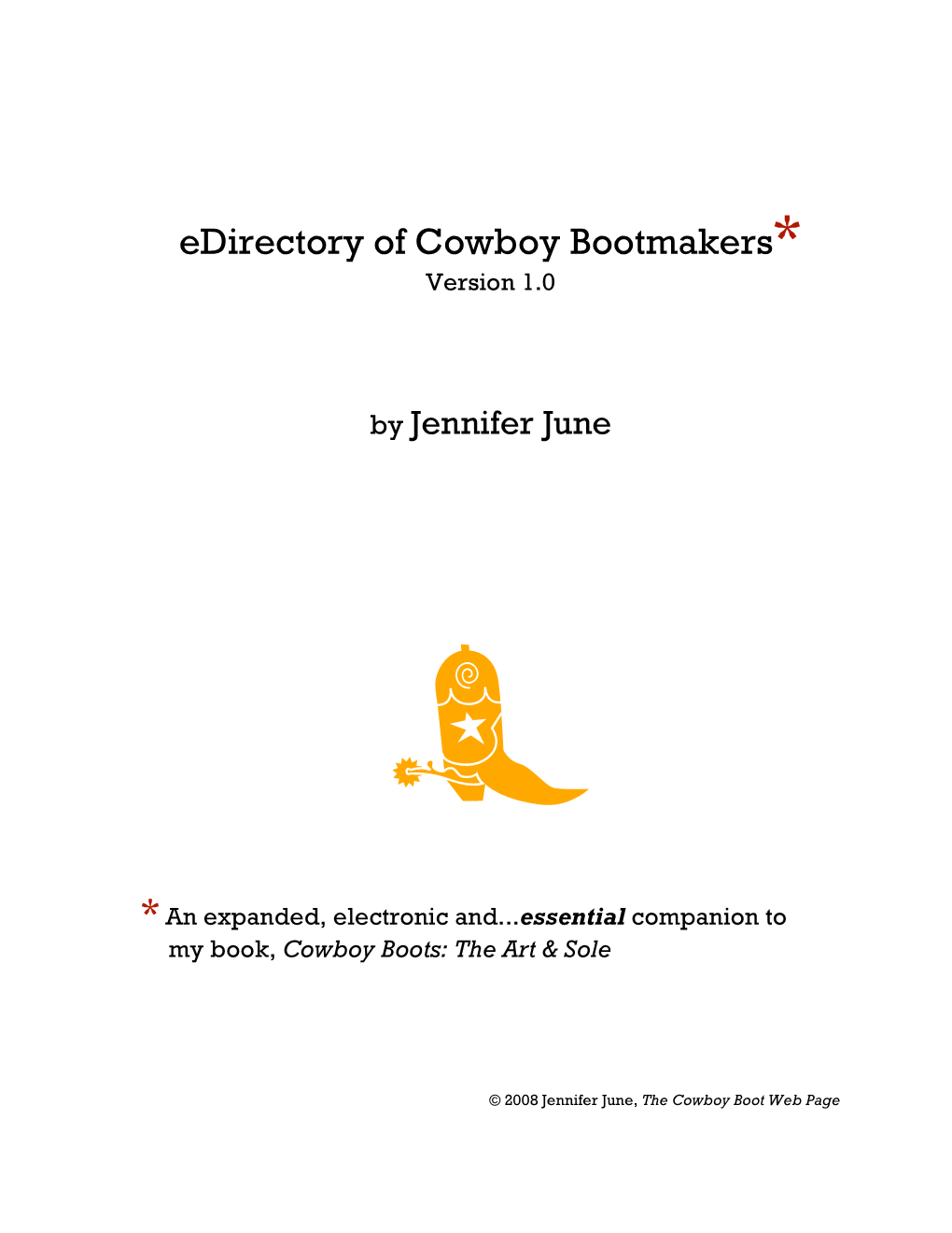 Edirectory of Cowboy Bootmakers* Version 1.0