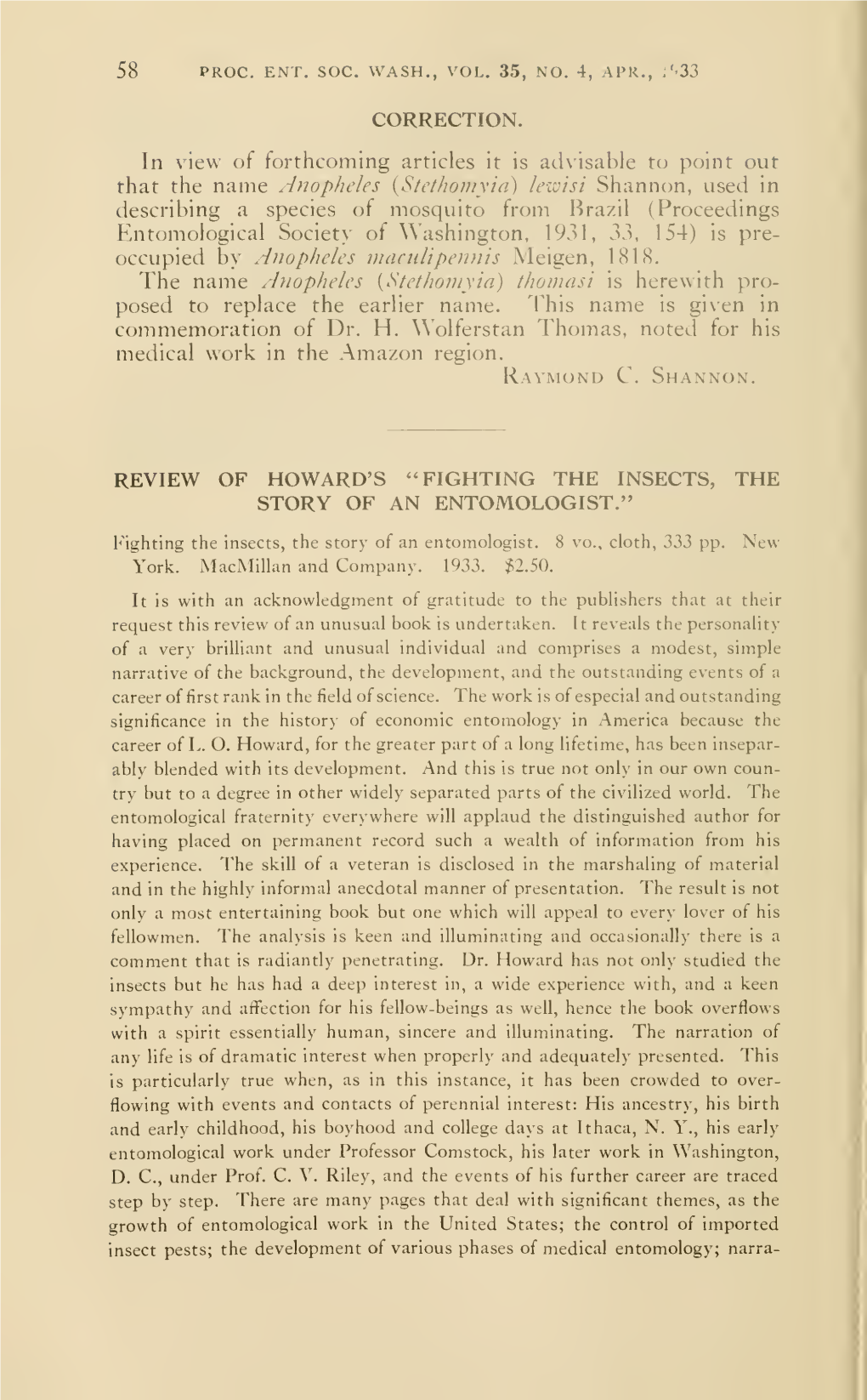 Proceedings of the Entomological