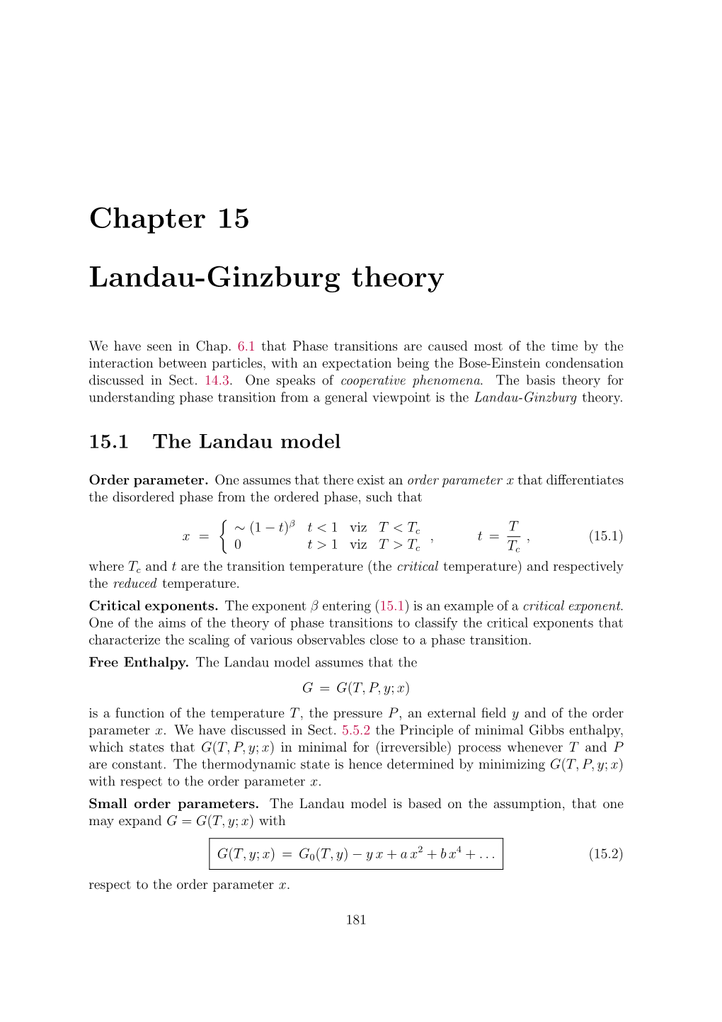 Chapter 15 Landau-Ginzburg Theory