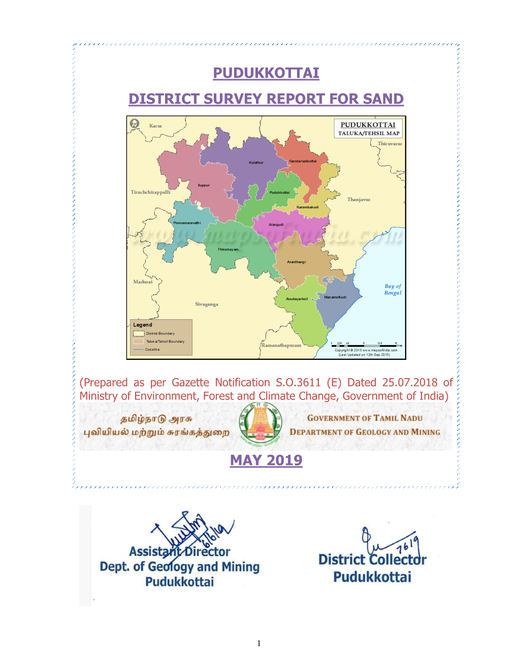 Pudukkottai District Survey Report for Sand May 2019