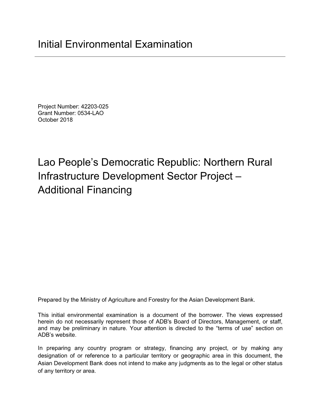 Northern Rural Infrastructure Development Sector Project – Additional Financing