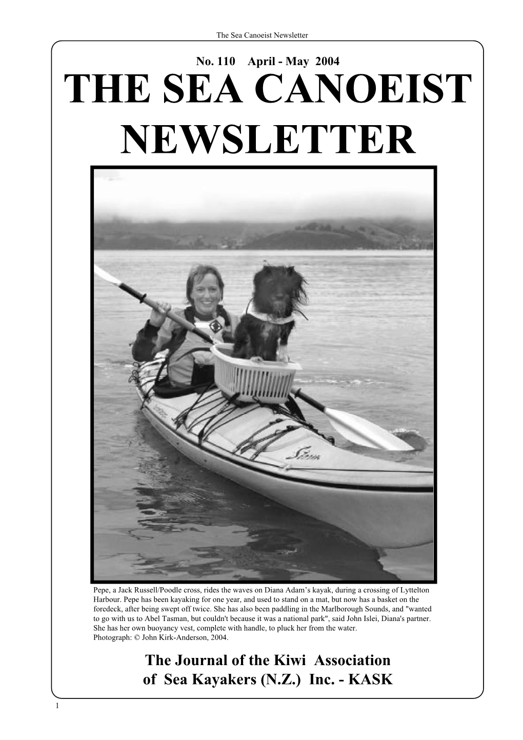 Sea Canoeist Newsletter 110 ~ April – May 2004