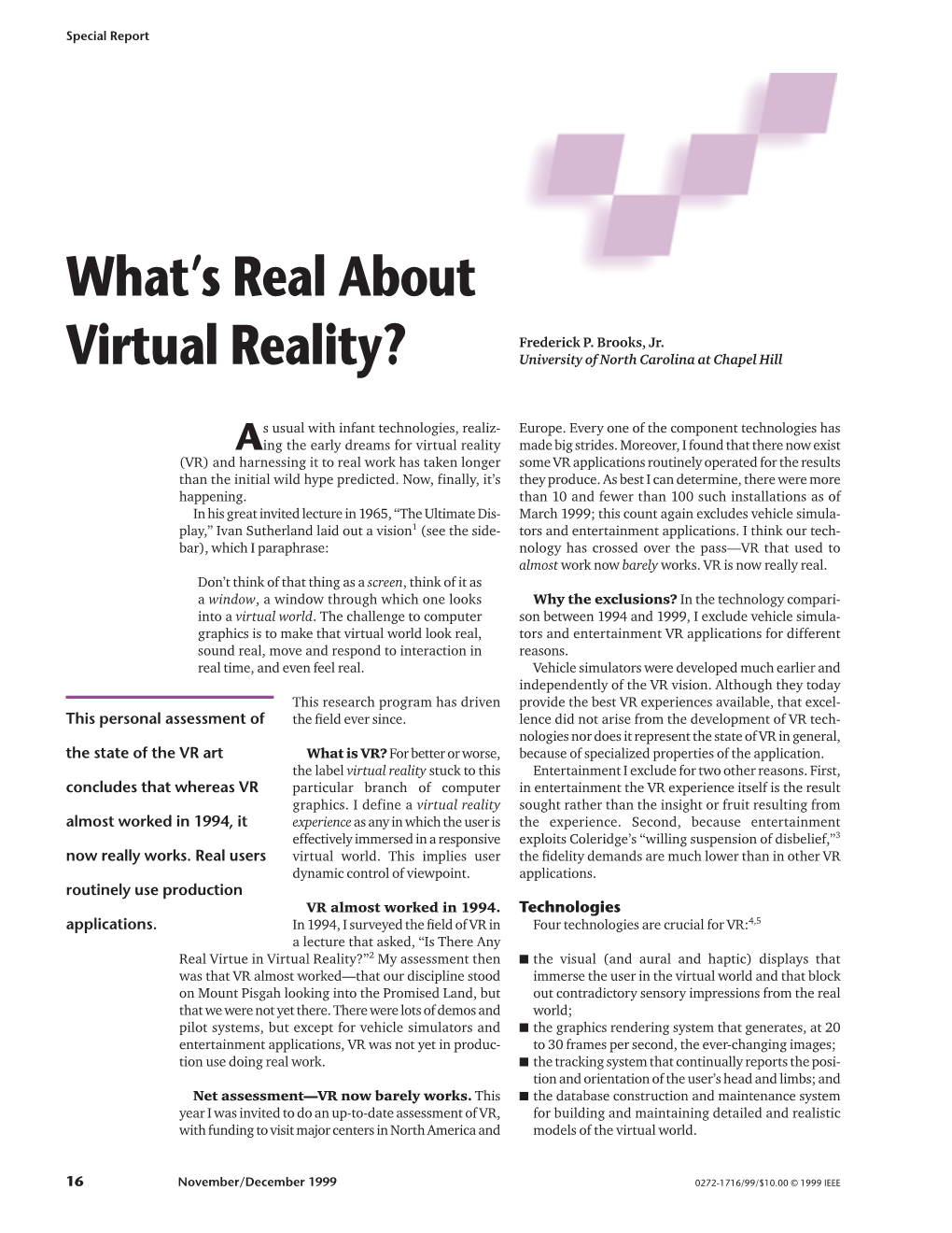What's Real About Virtual Reality?