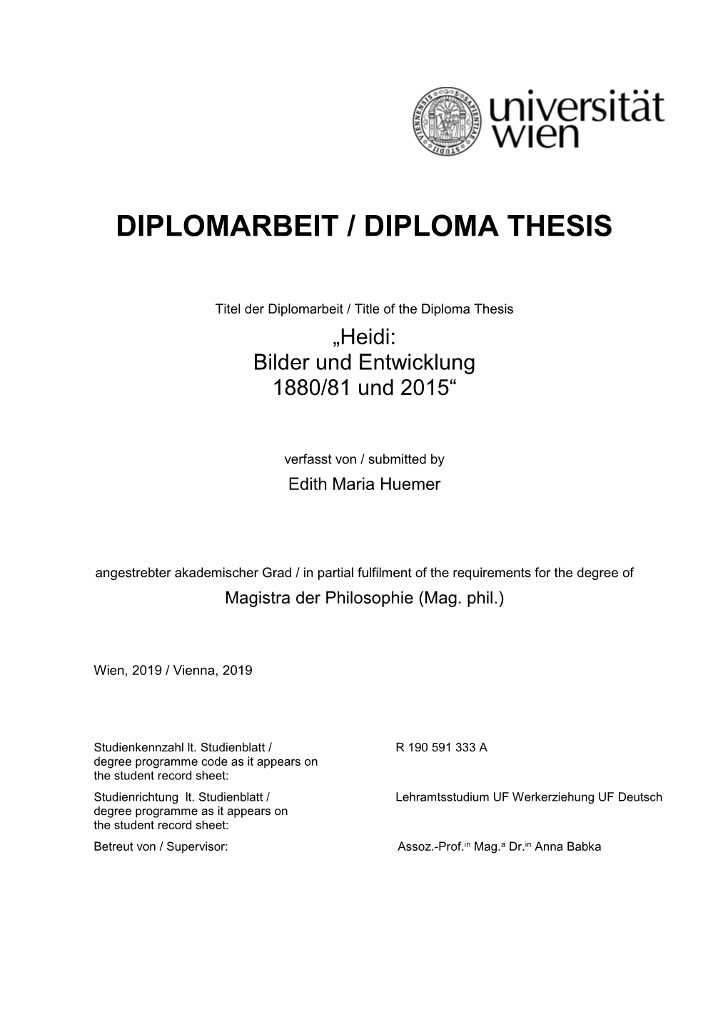 Diplomarbeit / Diploma Thesis