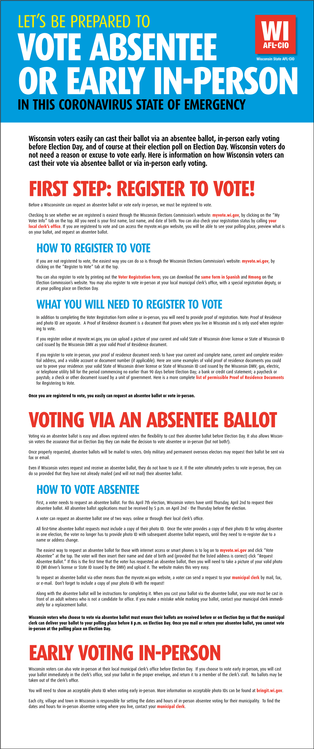 Voting Via an Absentee Ballot Early Voting In-Person