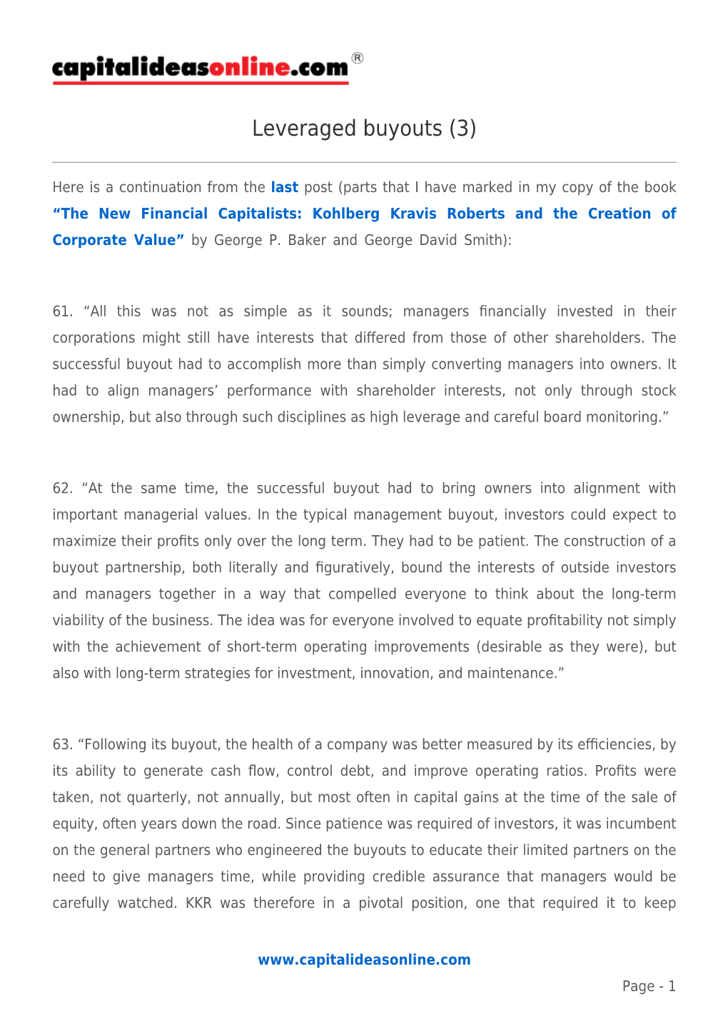 Leveraged Buyouts (3)