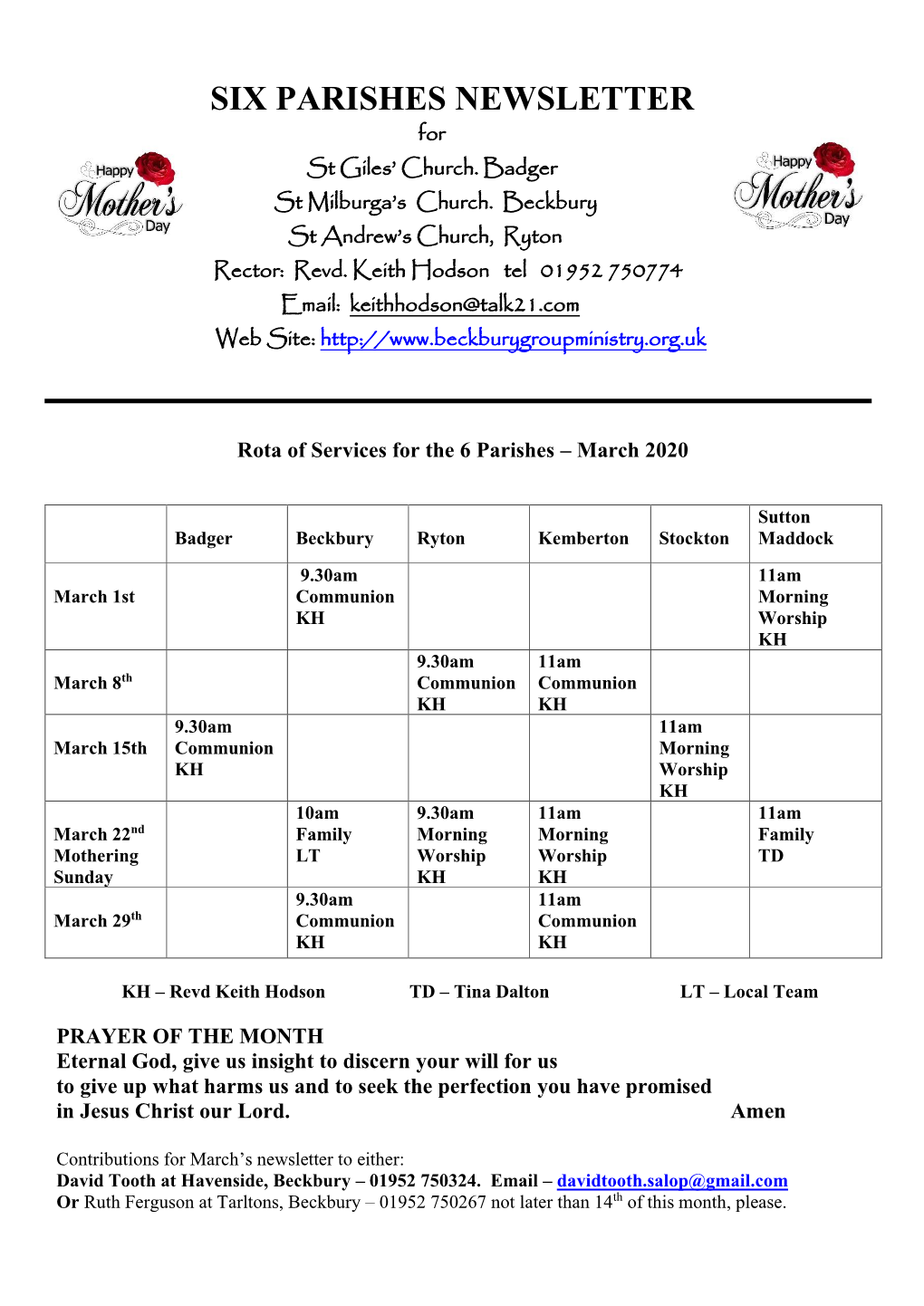 SIX PARISHES NEWSLETTER for St Giles’ Church