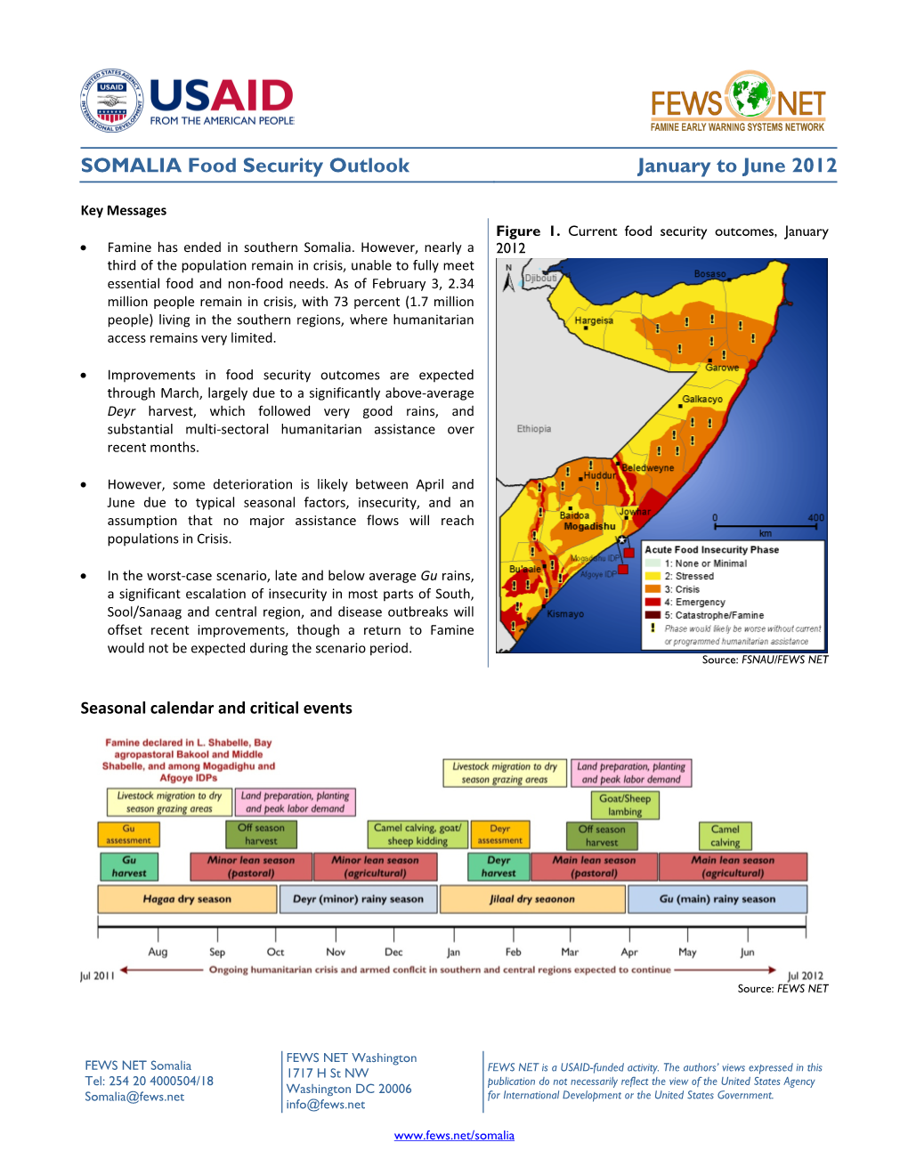 SOMALIA Food Security Outlook January to June 2012