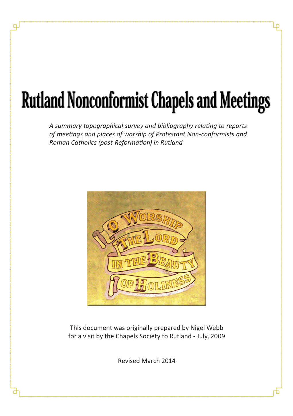 Rutland Nonconformist Chapels