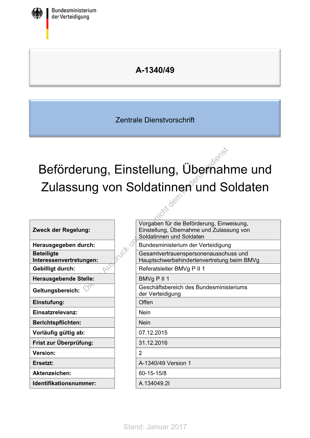 Beförderung, Einstellung, Übernahme Und Zulassung Von Soldatinnen