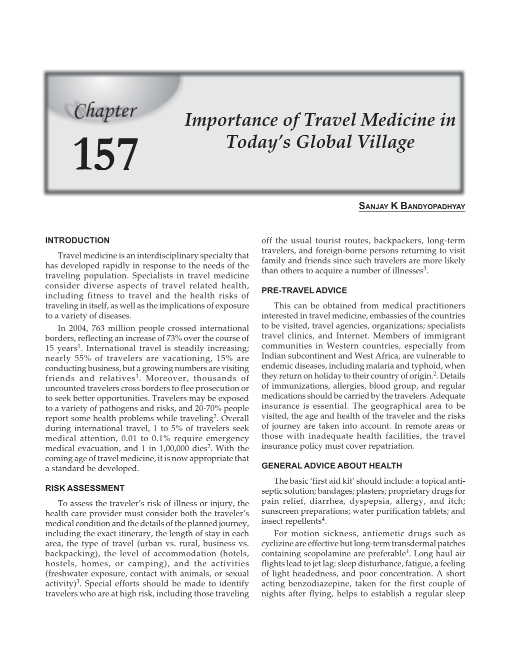 Importance of Travel Medicine in Today's Global Village