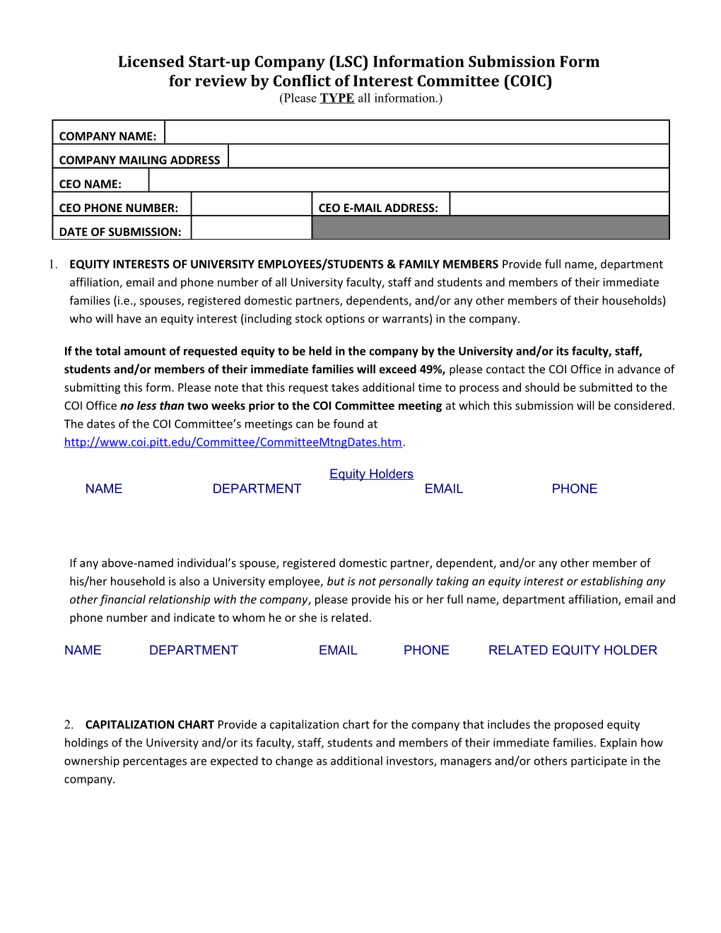 Information Submission Form