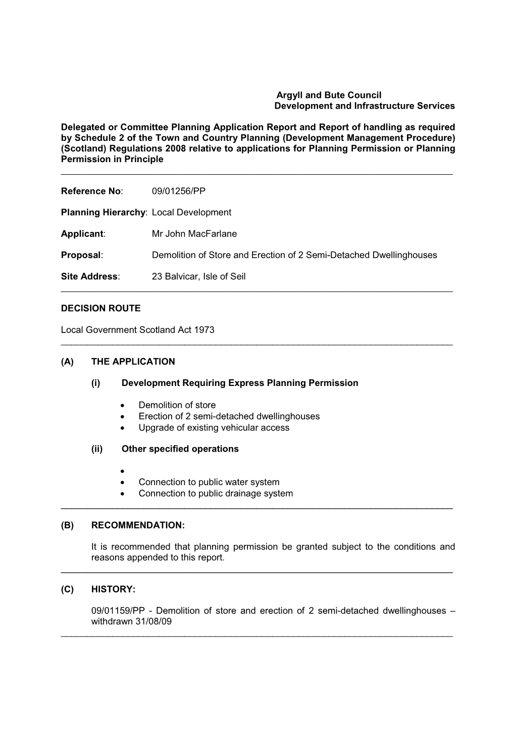 Argyll and Bute Council Development and Infrastructure Services