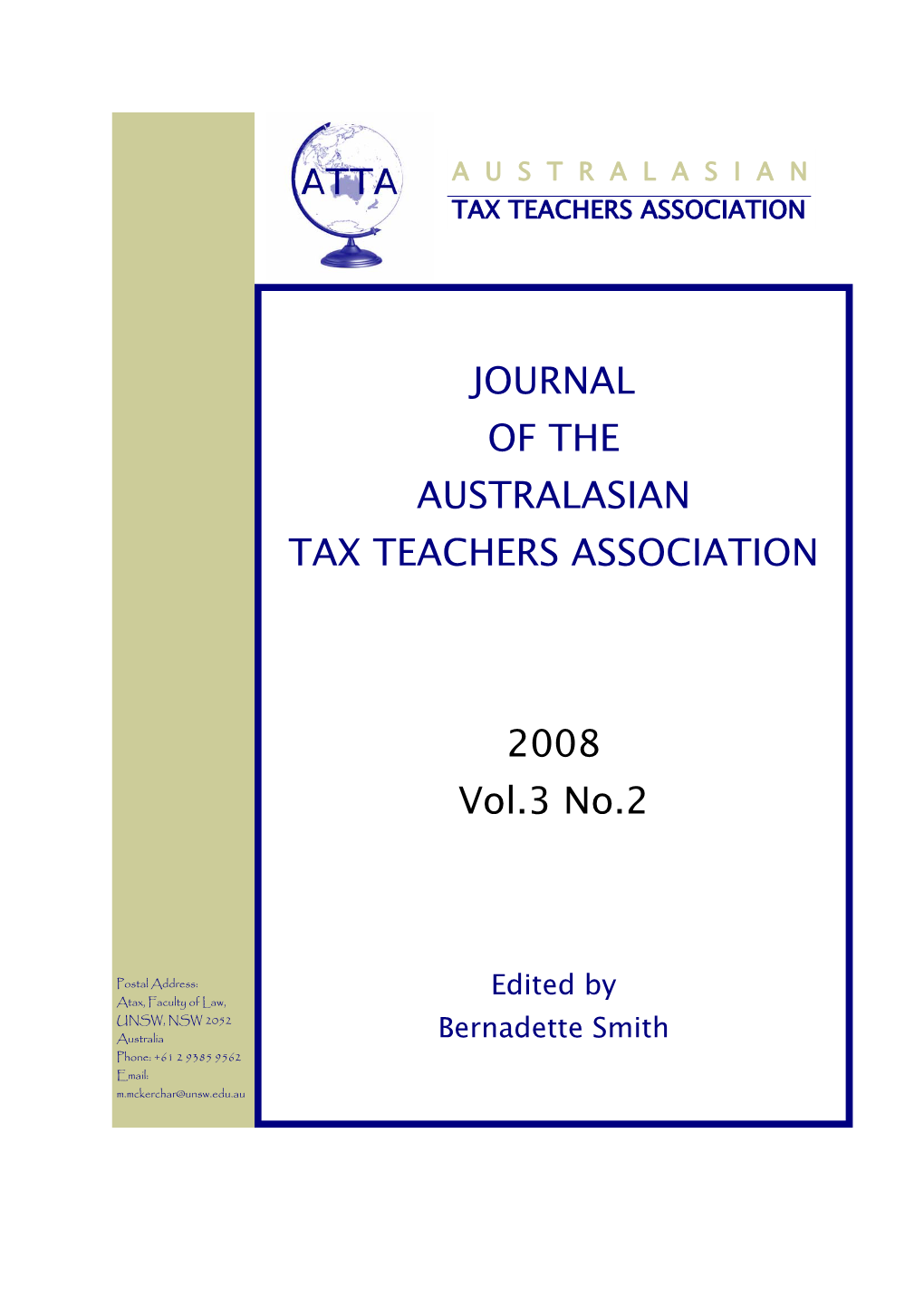 Journal of the Australasian Tax Teachers Association