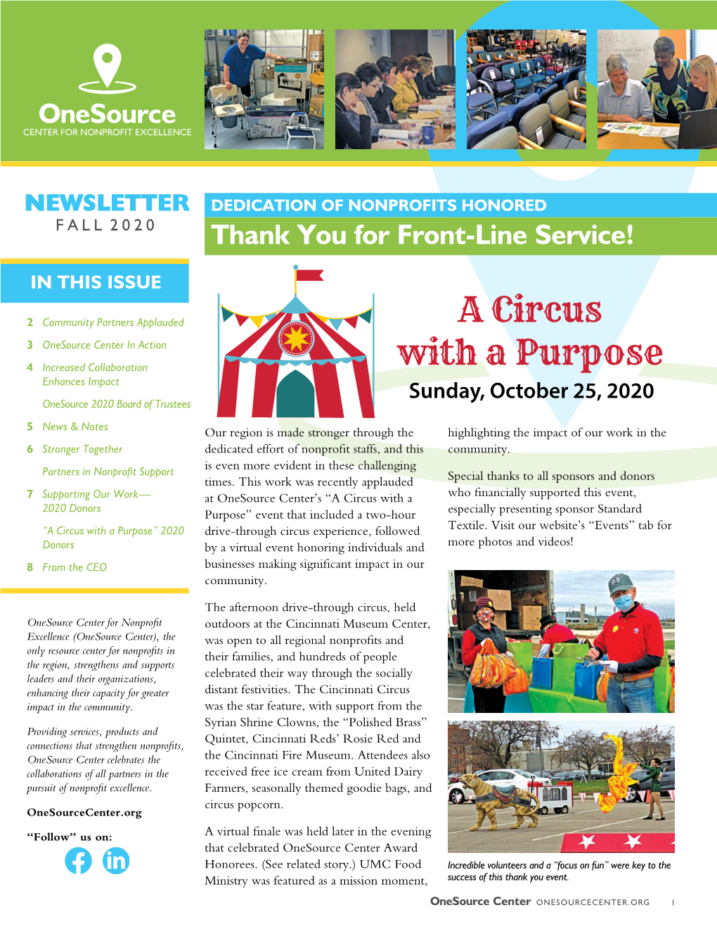 2020 Onesource Center Print Newsletter