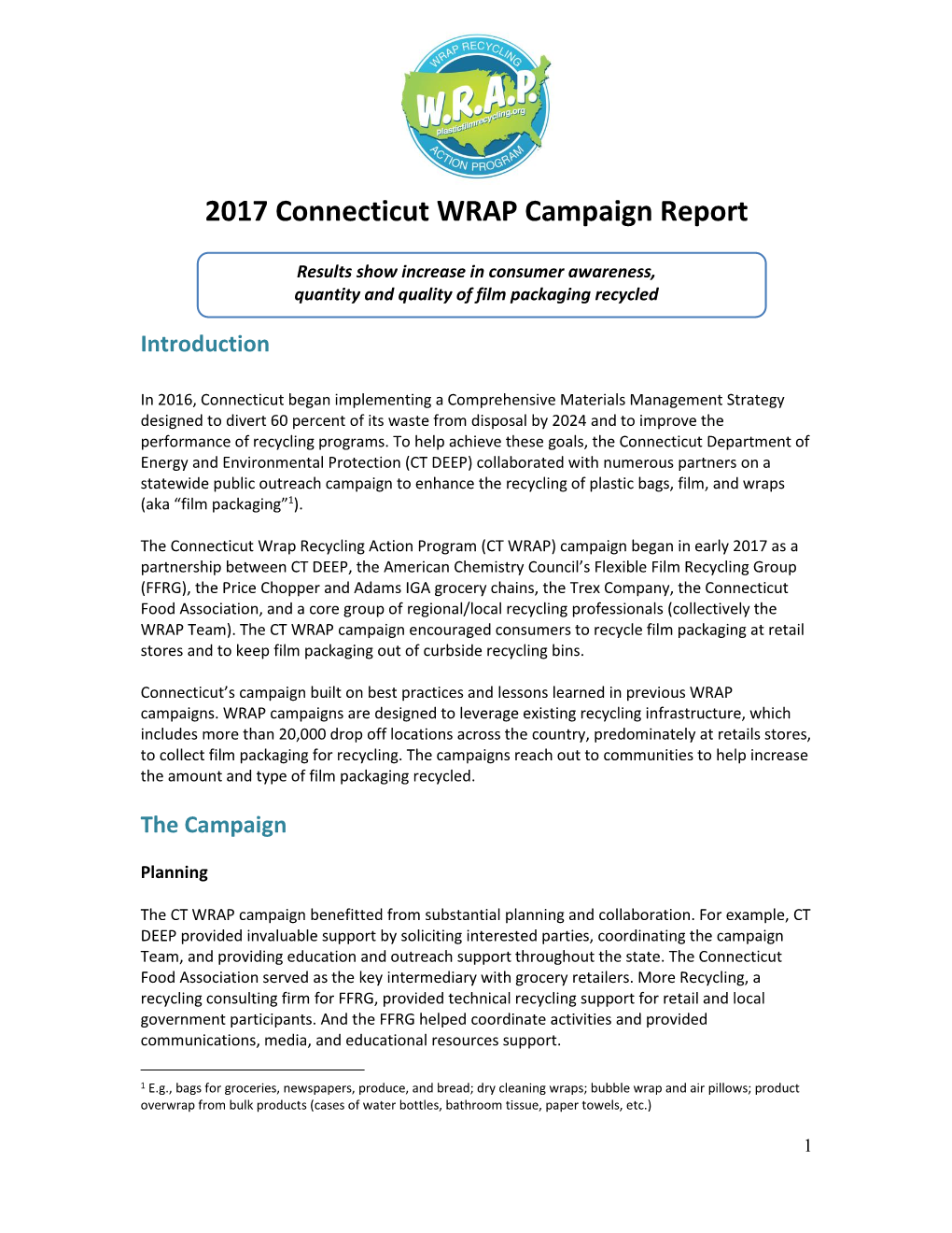 2017 Connecticut WRAP Campaign Report