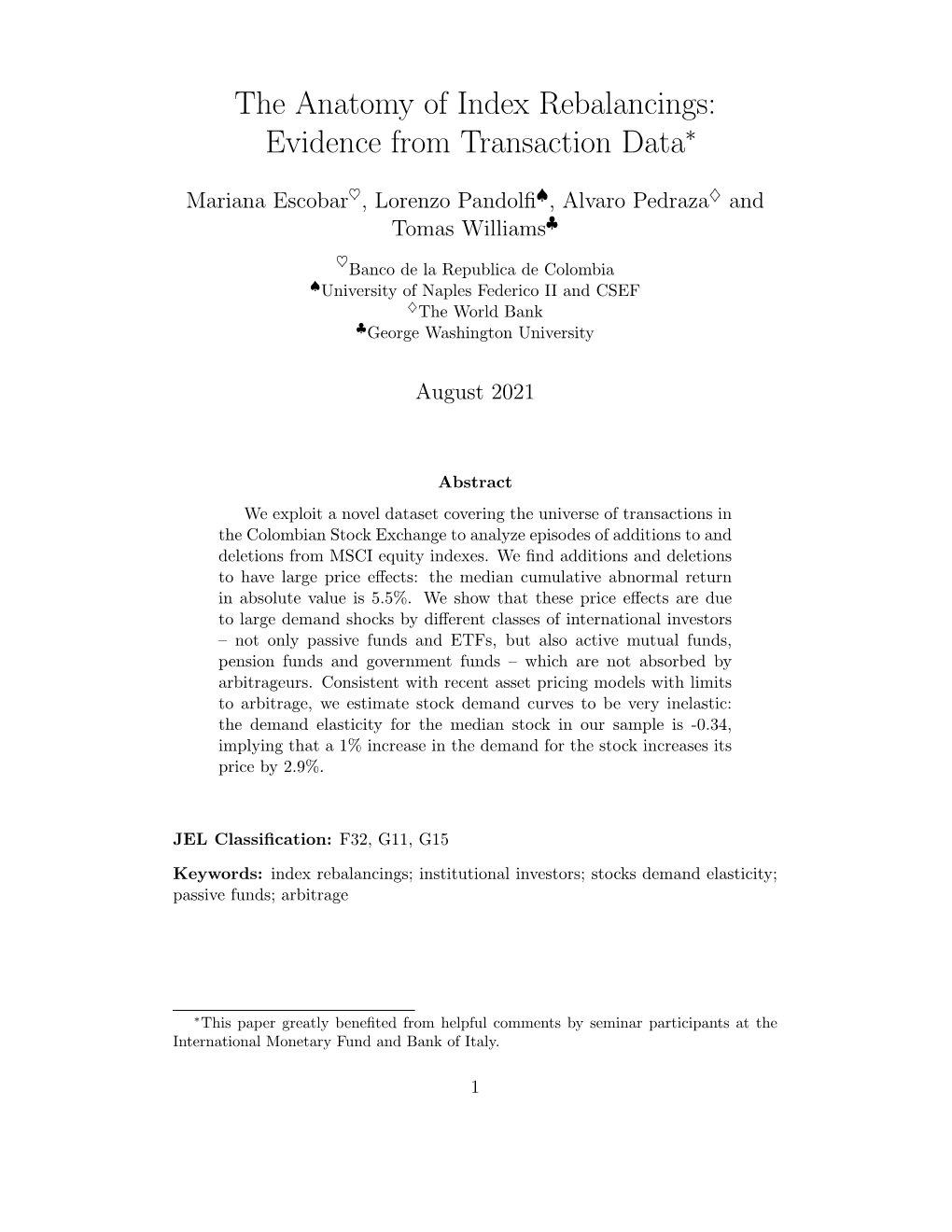 The Anatomy of Index Rebalancings: Evidence from Transaction Data∗