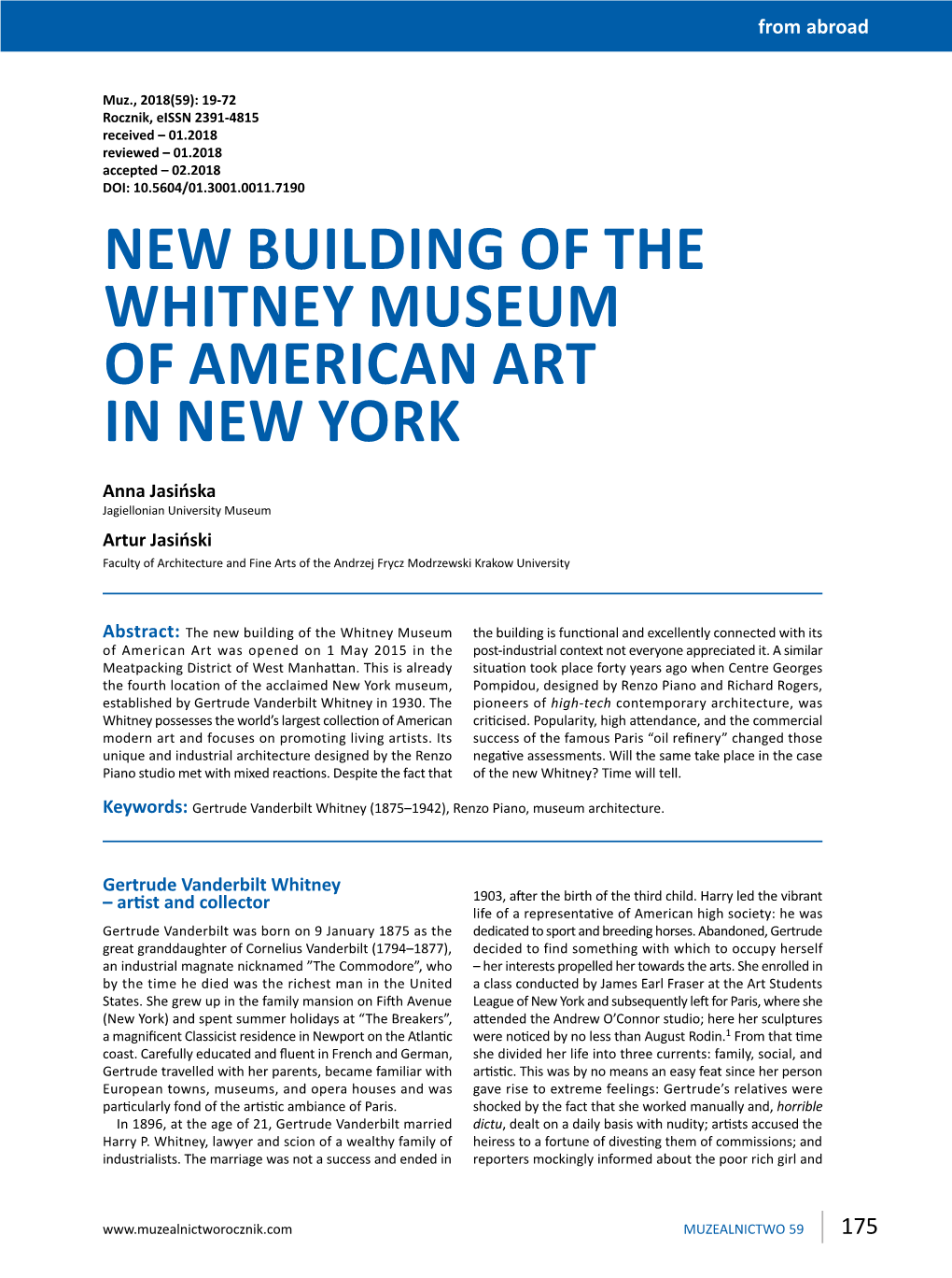 New Building of the Whitney Museum of American Art in New York