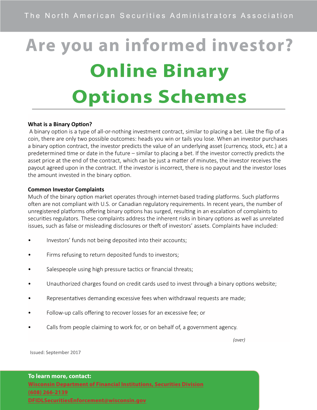 Online Binary Options Schemes