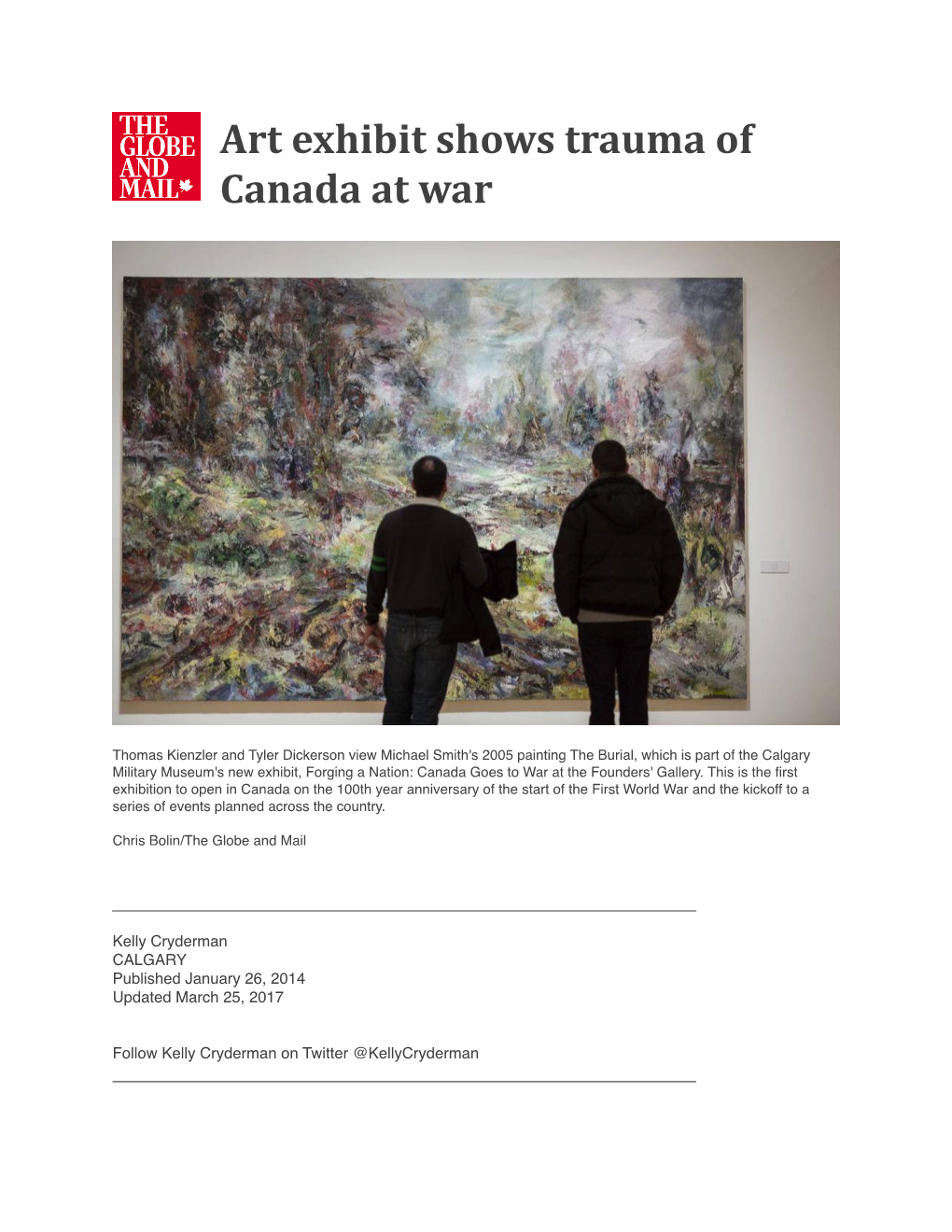 Art Exhibit Shows Trauma of Canada at War